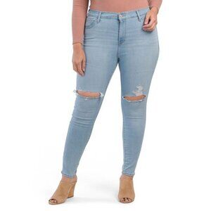 Levi's 721 Womens High Rise Light Wash Distressed Skinny Jeans Plus Sz 18W New